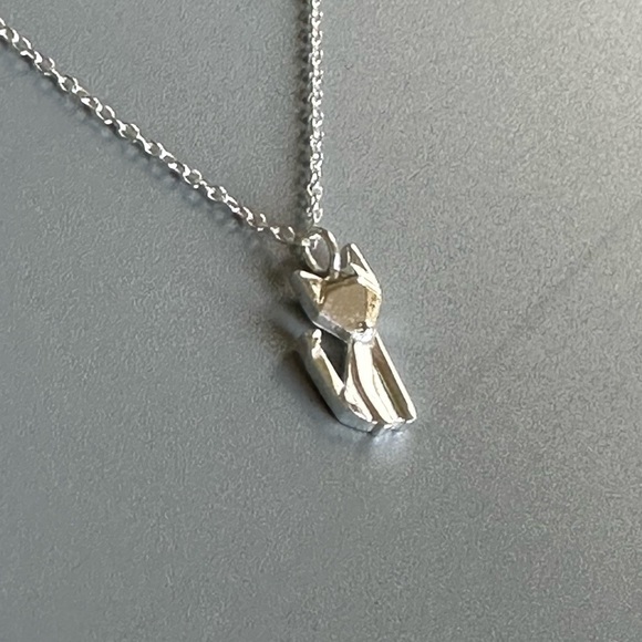 Sterling Silver Origami Fox Necklace - Picture 3 of 9